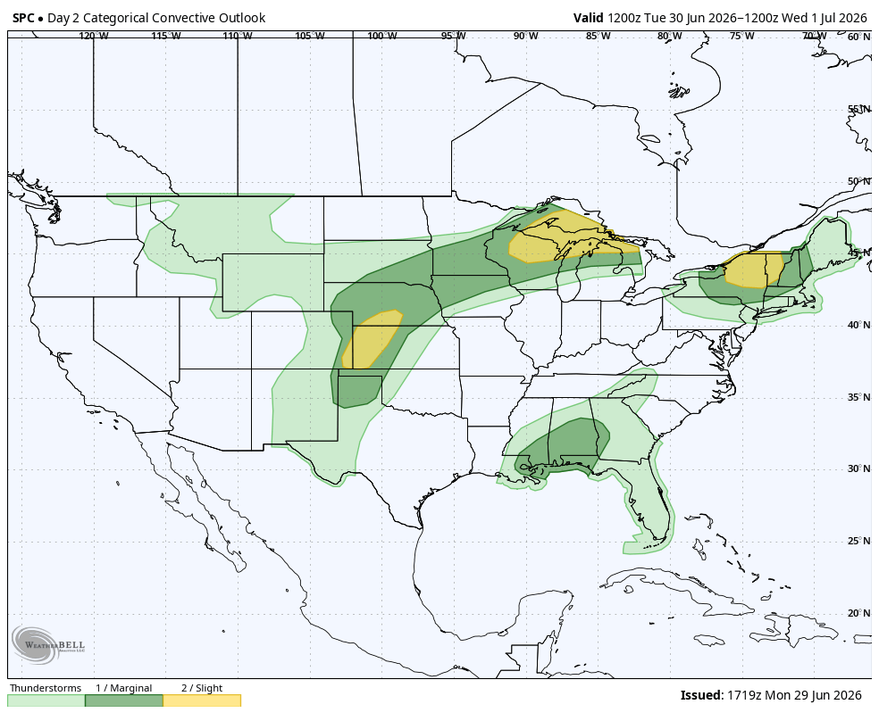 Tuesday's severe weather outlook 