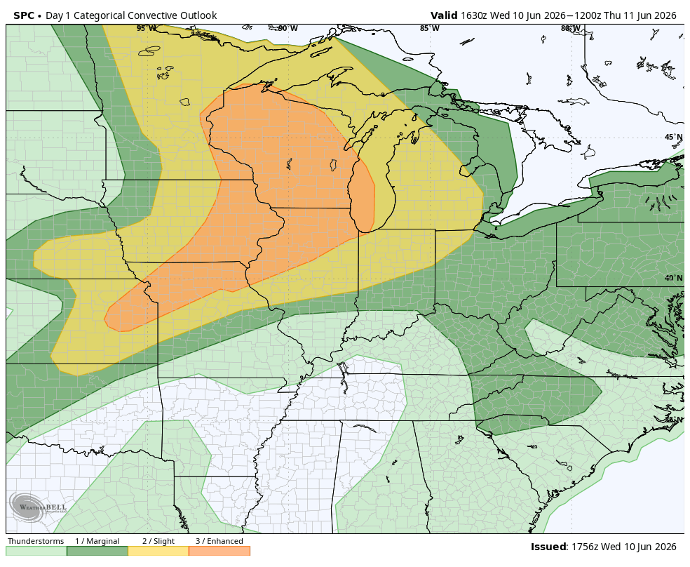 Wednesday's Severe Outlook for the Midwest