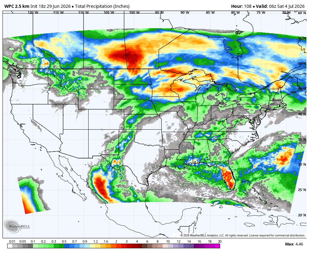 Rain forecast Through Saturday 2 am EDT